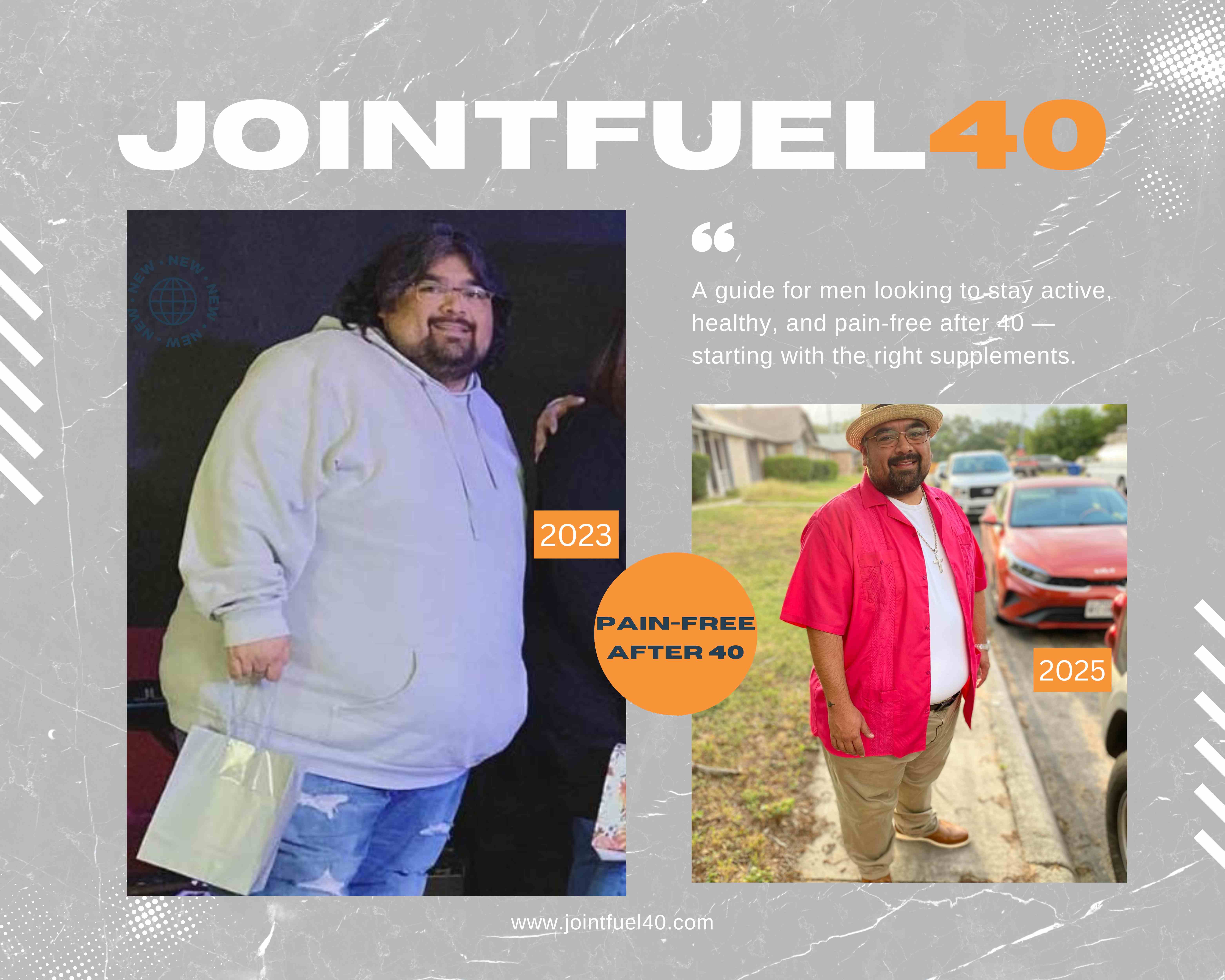 Jon's incredible 110 pound weight loss transformation - before and after photos showing dramatic health improvement for men over 40
